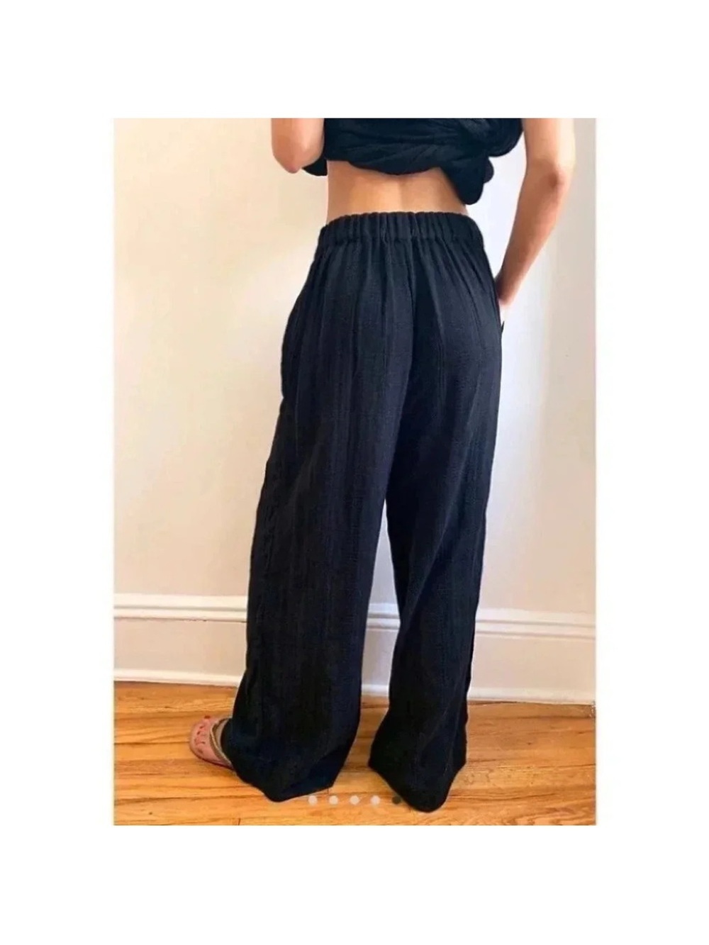 NWT Free People Banita Two-Piece Linen-Blend Pants Set Black XS - Picture 6 of 7